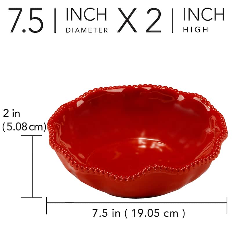 Certified International Perlette Red 7.5" Melamine All Purpose Bowls, Set of 4 - 7.5" Diameter x 2.25"