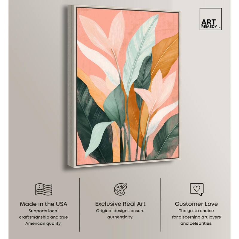 Peach and Palm Canvas by Art Remedy