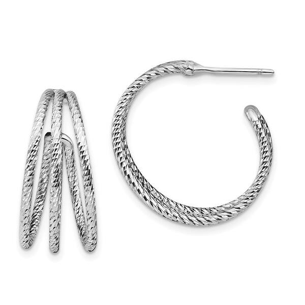 L-14 mm, W-13 mm for Women 925 Sterling Silver Rhodium Plated Diamond Gemstone Hinged Hoop Earrings L-14 mm, W-13 mm for Women 925 Sterling Silver Rhodium Plated Diamond Gemstone Hinged Hoop Earrings