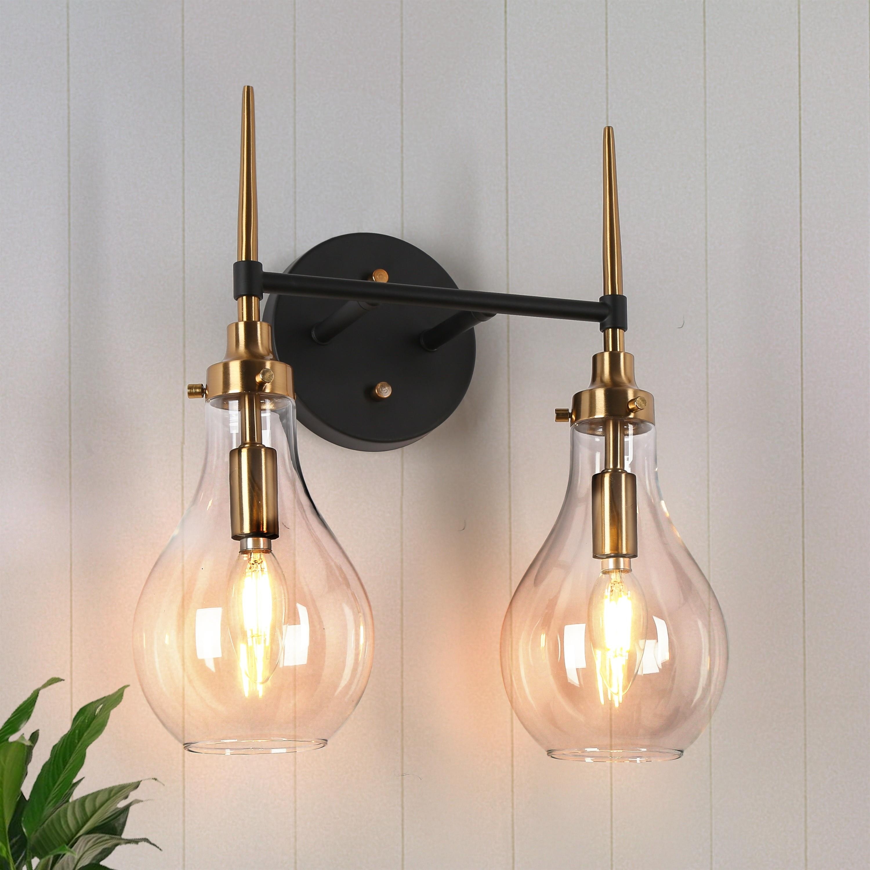 Synia Modern Contemporary Globe 2-Light Bathroom Vanity Lights Tear Drop Wall Lamp Hallway Living Room