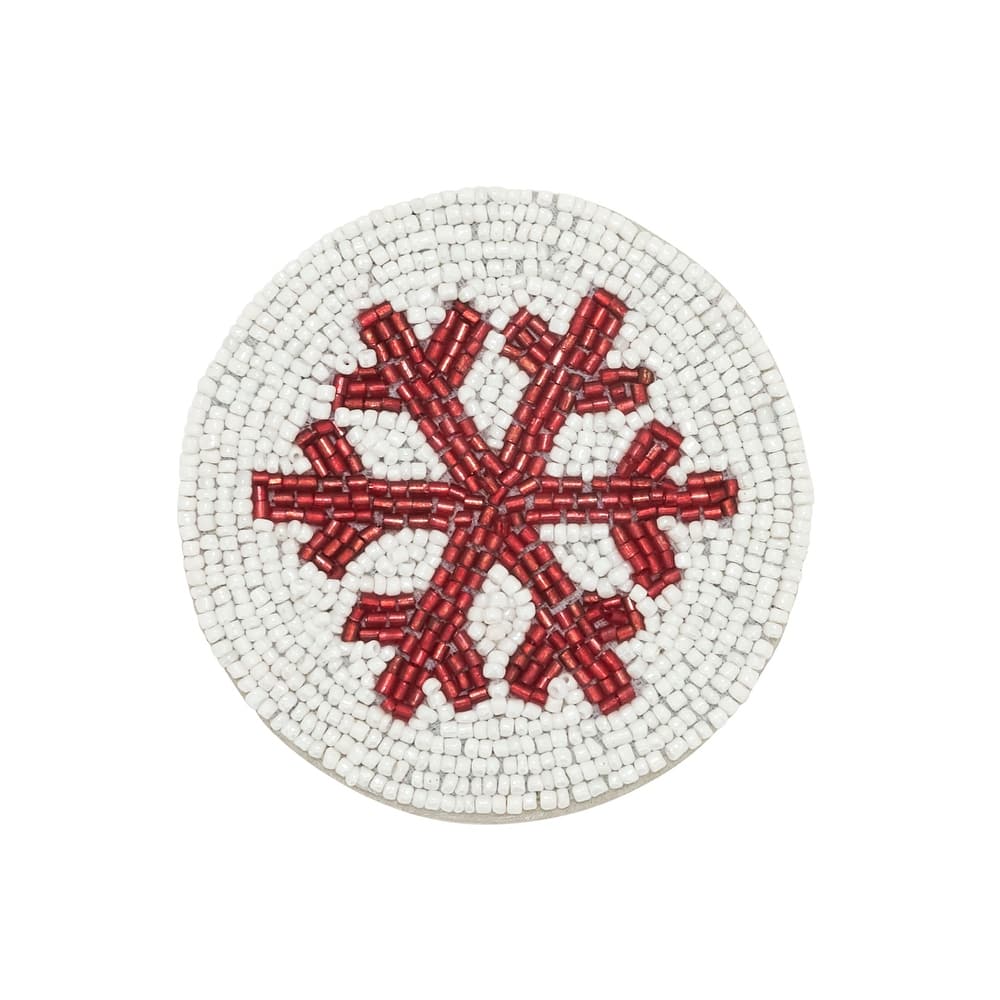 Snowflake Sparkle Beaded Coaster (Set of 4) - 4"