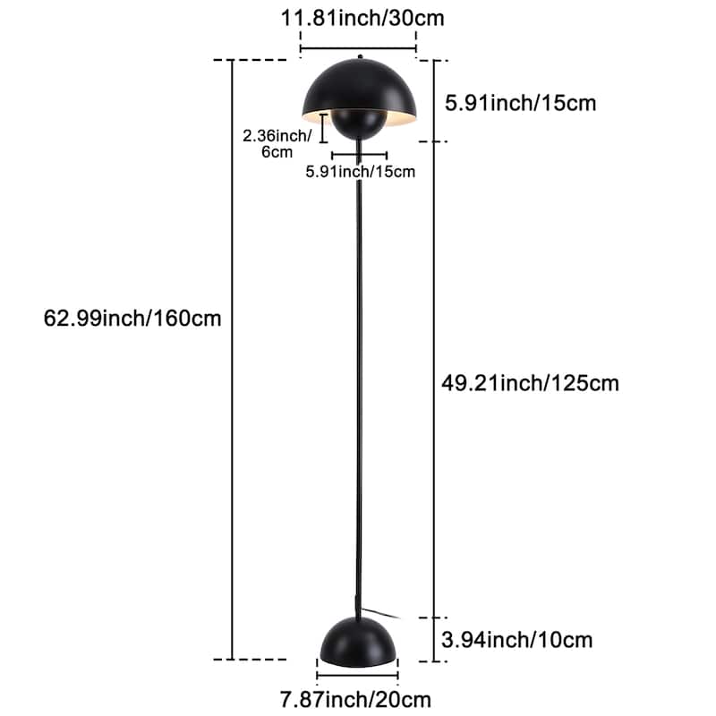 Industrial Metal Shade White/Black/Gold Floor Lamp with Foot Switch Modern Tall Standing Lamp for Living Room