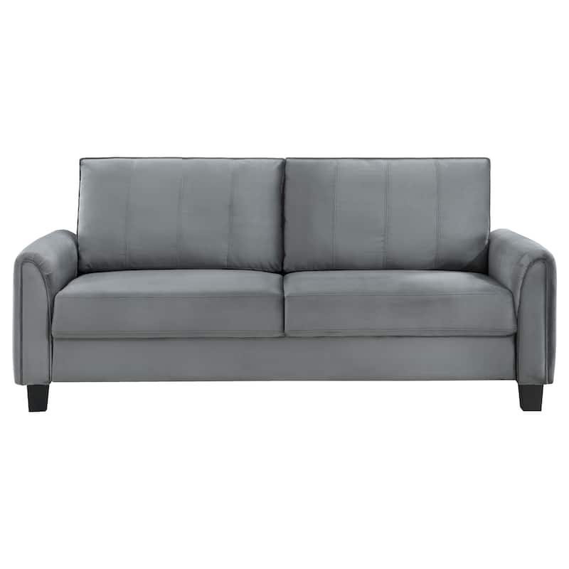 Davis Traditional Upholstered Rolled Arm Sofa Grey