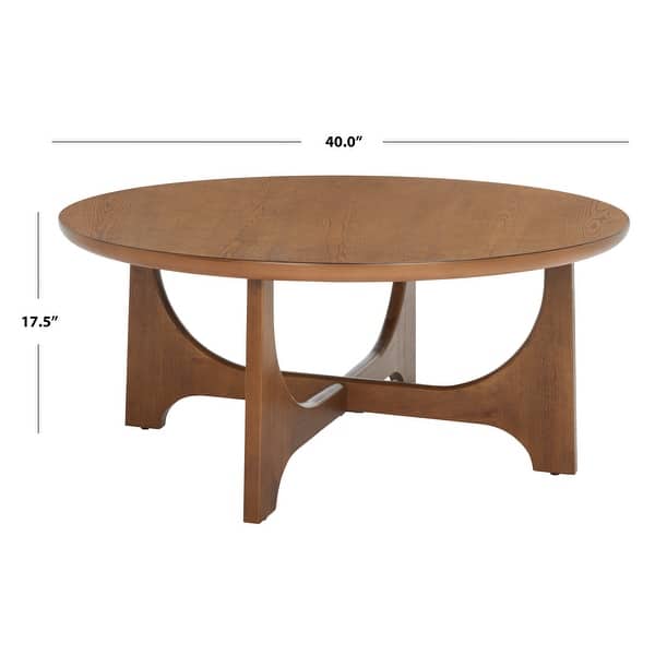 dimension image slide 0 of 3, SAFAVIEH Couture Sasha Wood Round Coffee Table - 40 in. W x 40 in. D x 18 in. H