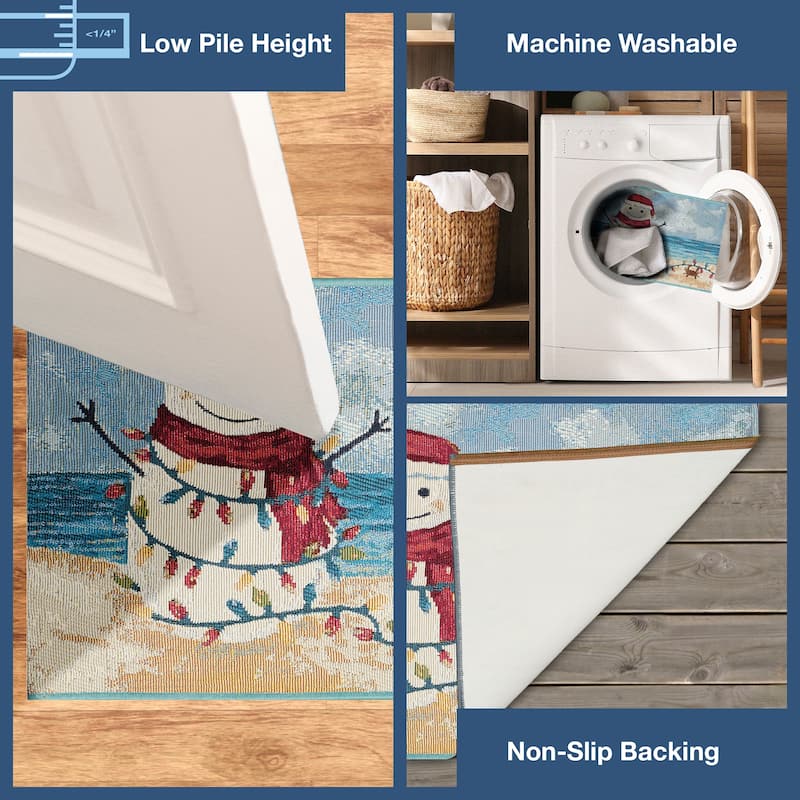 Liora Manne Esencia Beach Snowman Indoor/Outdoor Mat