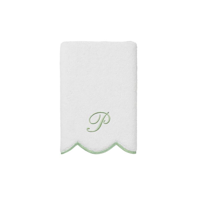 Authentic Hotel and Spa 100% Turkish Cotton Green ADORNIA Scallop Personalized 3 Piece Towel Set - 3 Piece Set