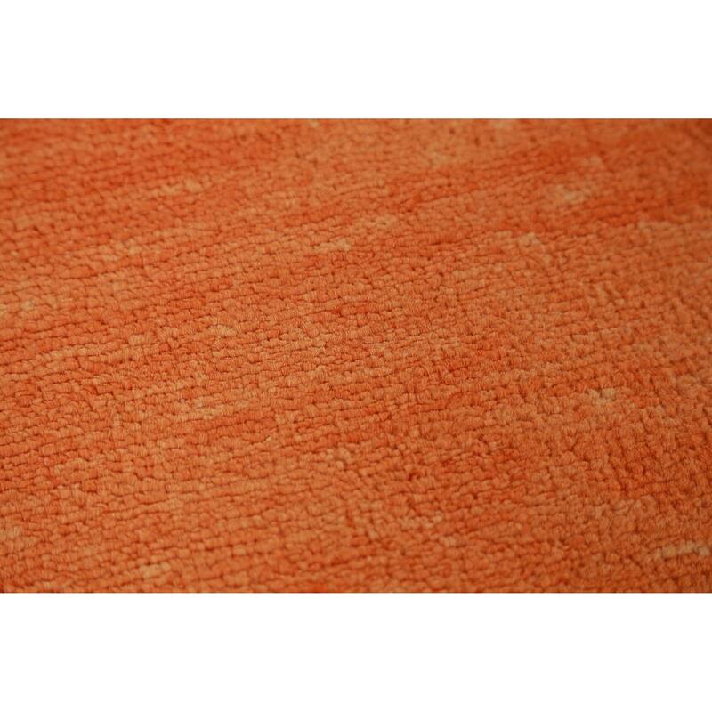 Hand Knotted Oriental 100% Wool Carpet Modern Solid Oranges & Rust Gabbeh Area Rug - 9' 2'' X 6' 0''