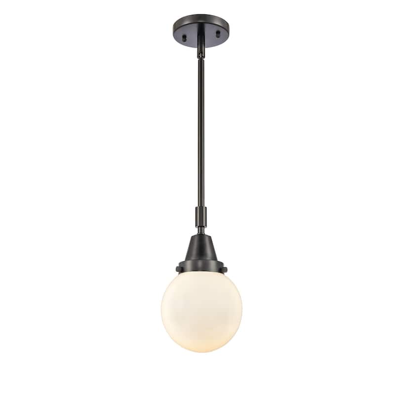 Innovations Lighting 447-1S-11-6 Beacon Pendant Beacon 6" Wide Mini - Matte Black / Matte White