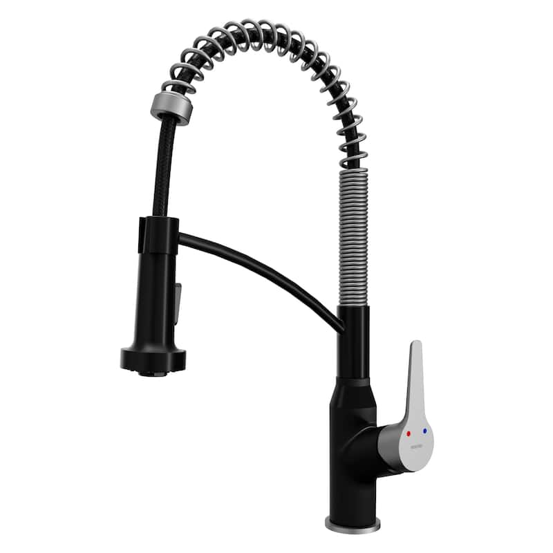 Karran USA KKF210 Scottsdale 1.8 GPM Single Hole Kitchen Faucet - Matte Black and Stainless Steel