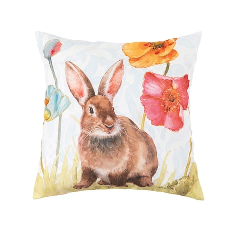 Sitting Spring Softies Bunny Indoor/Outdoor 18 x 18 Accent Decorative Accent Throw Pillow