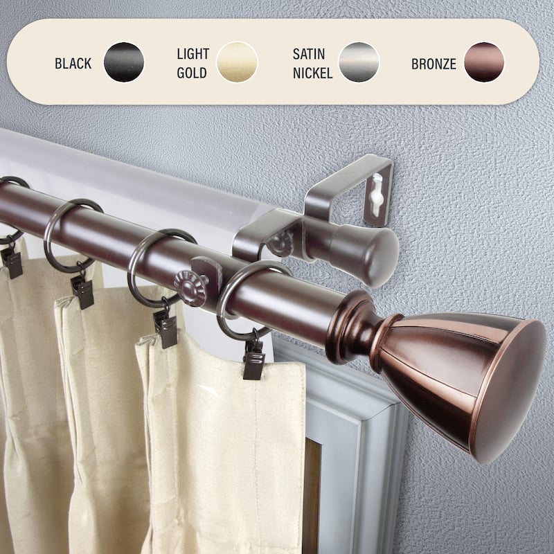 InStyleDesign Haiz 1 inch Diameter Adjustable Double Curtain Rod - 48 to 84 inches - Bronze