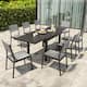 Option Black Table with 8 Grey Chairs