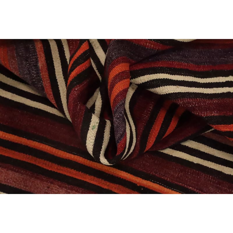 Hand Woven Oriental 100% Wool Carpet Southwestern Geometric Oranges & Rust Kilim Area Rug - 9' 8'' X 4' 10''