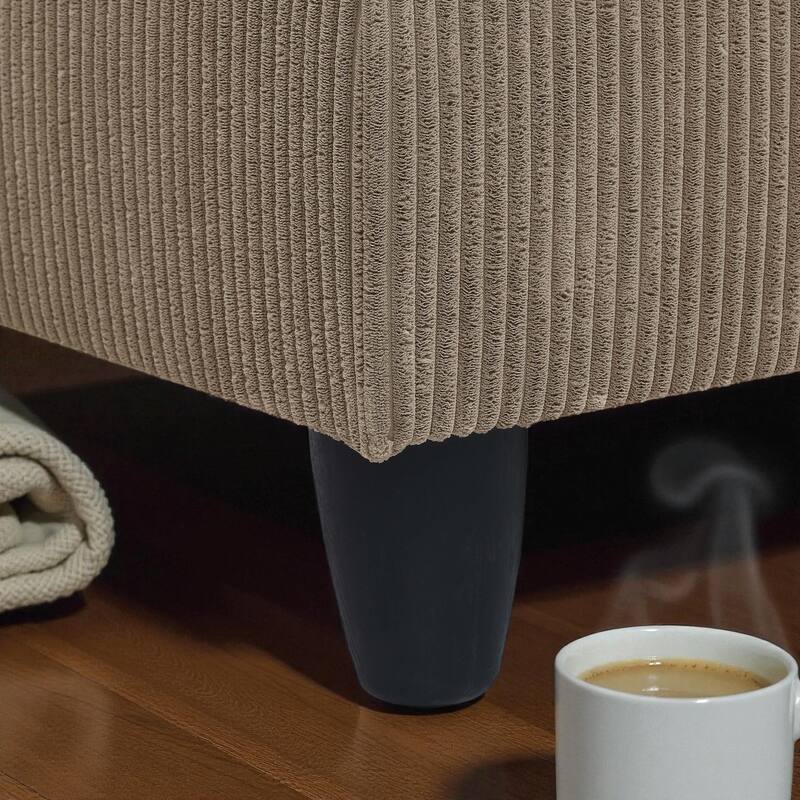 101" Modular Corduroy Sectional Sofa with Ottoman, Removable Cushions, Textured Upholstery for Living Room Comfort