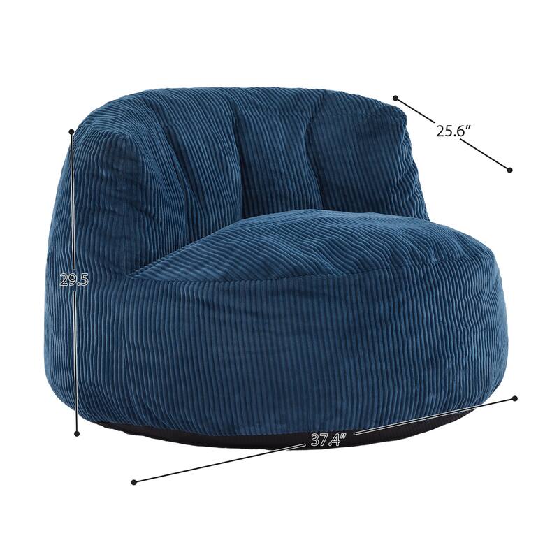 Corduroy Bean Bag Chair with Wide Backrest