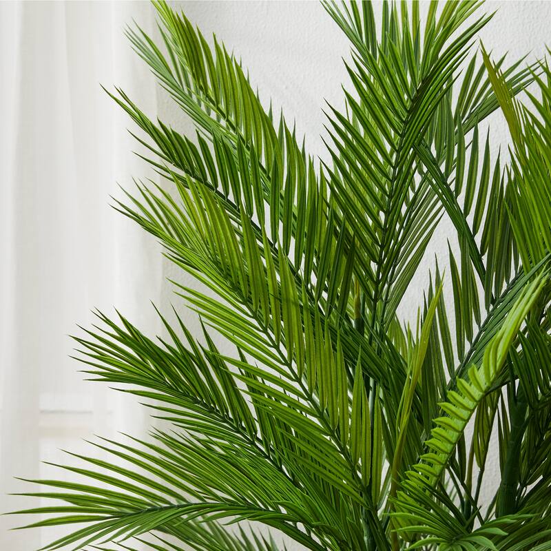 Glitzhome 5ft Artificial Palm Tree Faux Tropical Areca Floor Plant in Pot - 28"D x 60"H