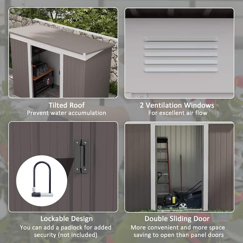 Outsunny 6' x 3.6' Steel Frame Backyard Garden Tool Storage Shed with 2 Air Vents and Dual Locking Doors
