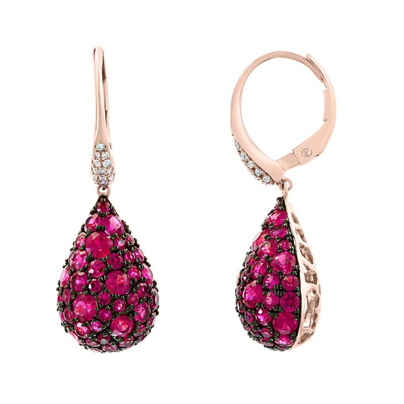 EFFY 14K Gold Diamond Ruby Drop Earrings