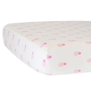 Hello Spud Fitted Crib Sheet Pineapples Pink