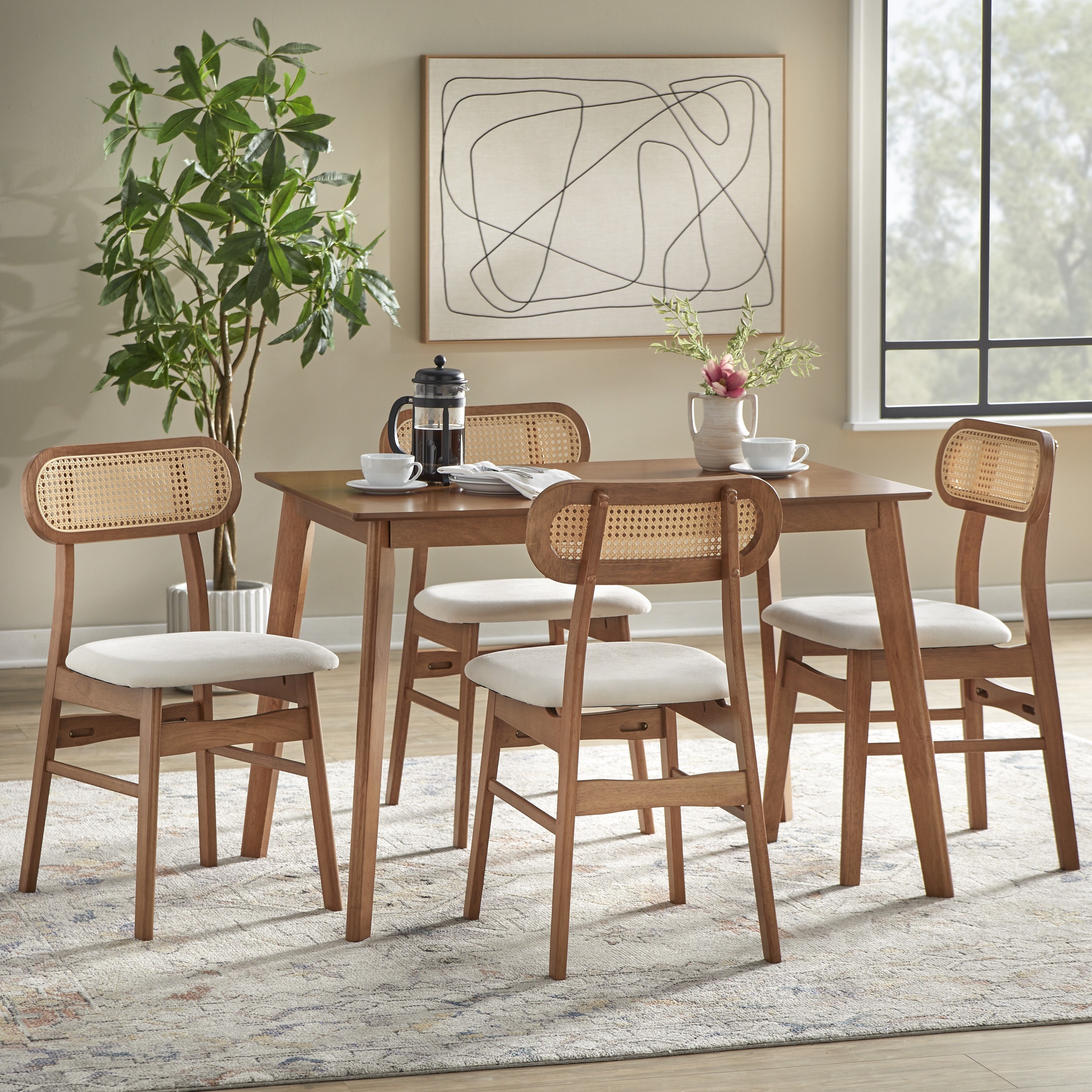 Yaheetech Modern Round Dining Table Set, 3 Piece Dining Room Sets
