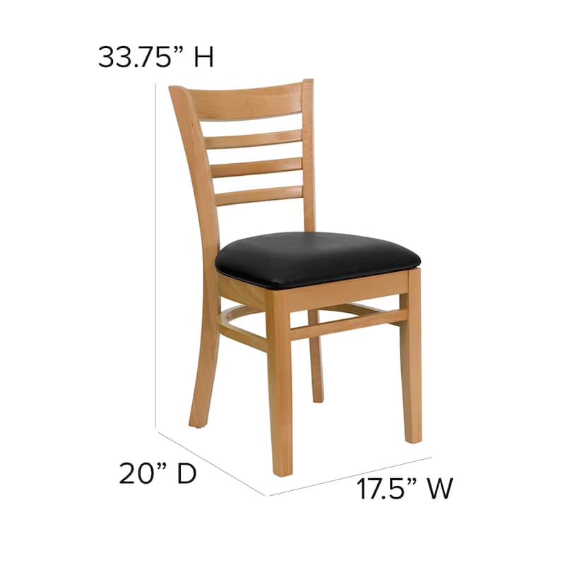 Ladder-back Wood Restaurant Chair - 17.5"W x 20"D x 33.75"H