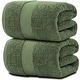 preview thumbnail 26 of 92, White Classic Luxury Cotton Oversized Bath Sheet 35x70 - Set of 2 Forest Green