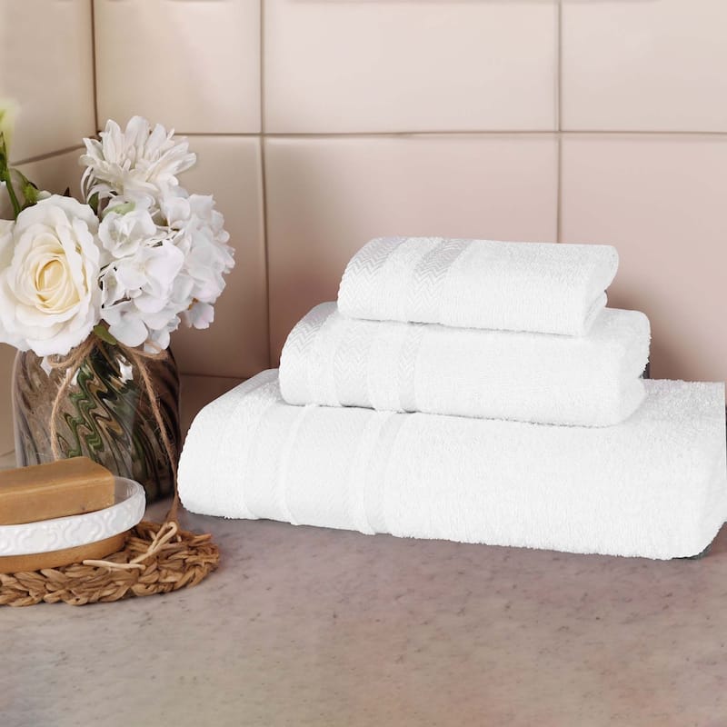 Superior Hays Cotton Medium Weight 3 Piece Bathroom Towel Set - White