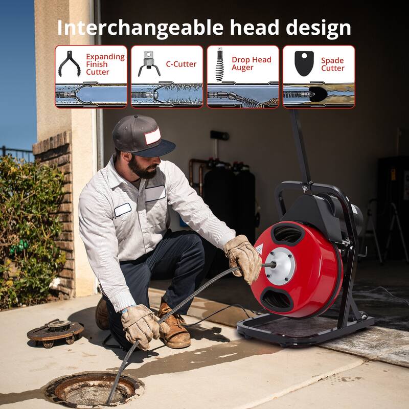 50FT 1/2 Inch Electric Drain Cleaner Machine for Sink, Toilet & Sewer