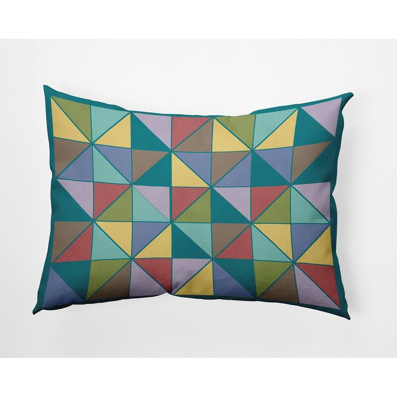 Triangle Triumph Indoor/Outdoor Throw Pillow - Lake Blue/Multi - 14" x 20"