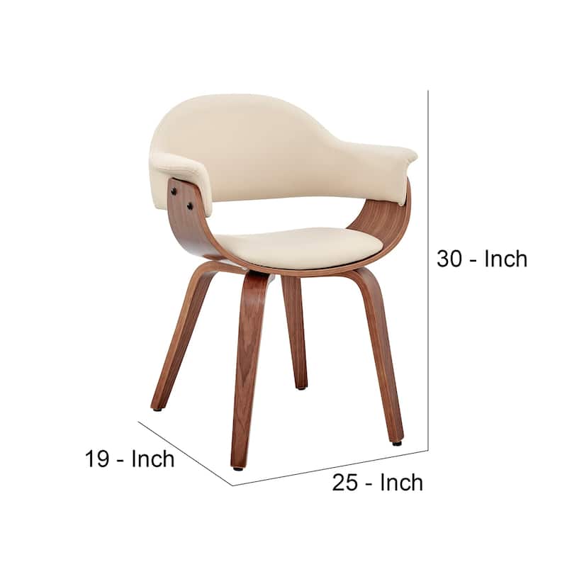Brown/Cream Faux Leather Upholstered Wood Frame Dining Chair, Sturdy Dining Chair for Dining Rooms - 17.5