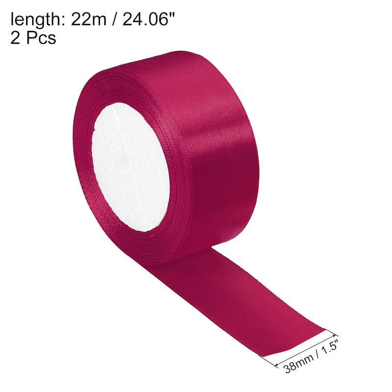 1.5 Inch Satin Ribbon, Double Face Crafts Roll for Wrapping Decoration - Rose Red