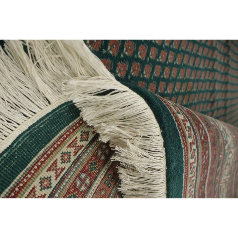 Hand Knotted Oriental 100% Wool Carpet Traditional All-Over Green Botemir Area Rug - 12' 0'' X 9' 1''