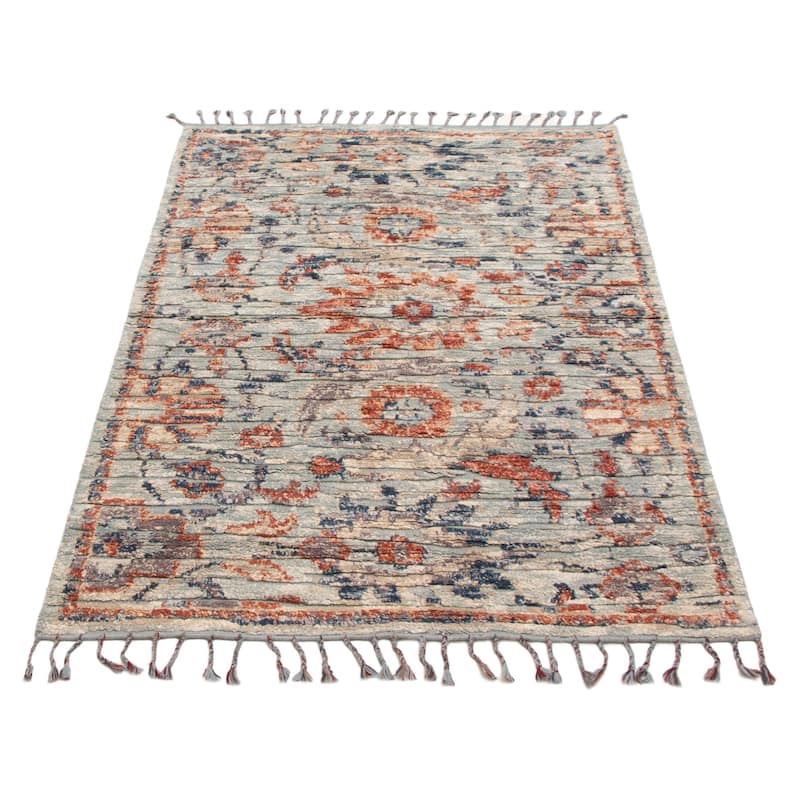 ECARPETGALLERY Hand-knotted Tangier Light Blue Wool Rug - 5'0 x 7'10