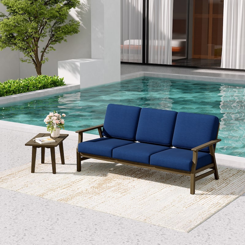 2-Piece Teak Outdoor Sofa Set with Table