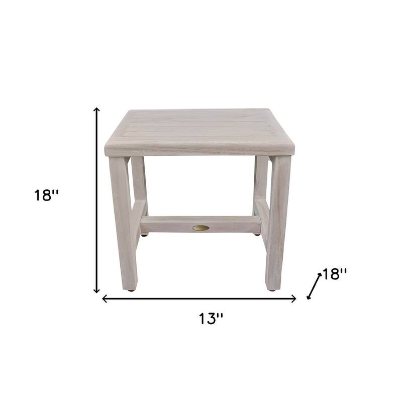 HomeRoots 18" Gray Teak Rectangular Shower Bench