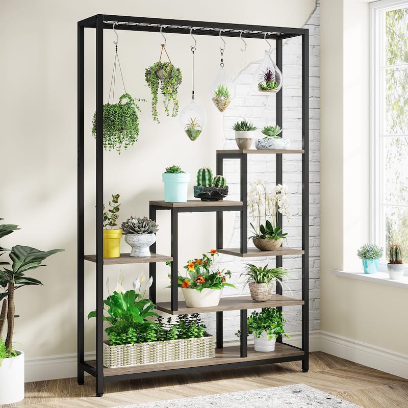 5-Tier Tall Indoor Plant Stand, 70.9 inches Plant Shelf with 10PC Hanging Hooks