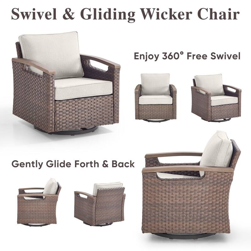 Pocassy Outdoor Patio Sofa Chair Ottoman Table Furniture Set