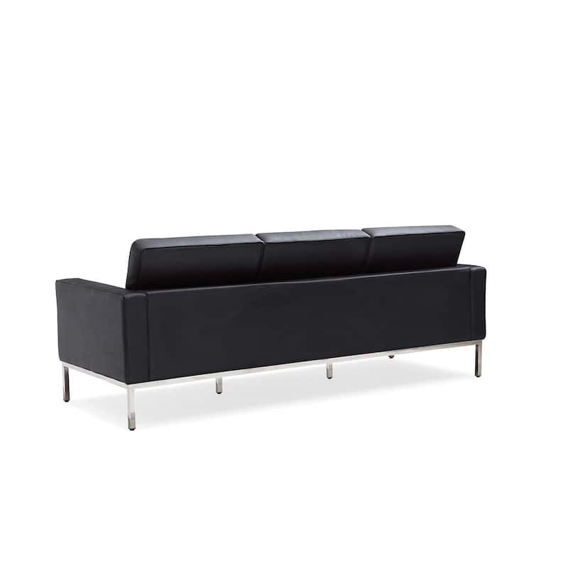 Black Leatherite Nailheads Florence 33''-83''W Multi-seat Sofa