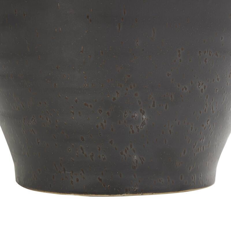 Ceramic Amphora Decorative Vase with Speckled Texture and Ring Handles - Black - Roche River Decor