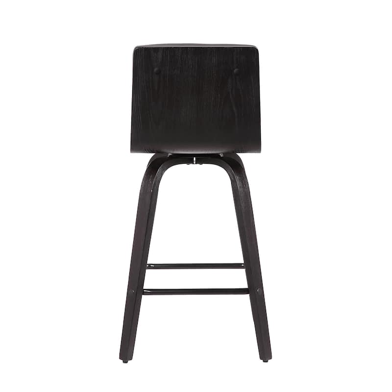 HomeRoots 39" Gray And Black Iron Swivel Low Back Bar Height Chair With Footrest - 17
