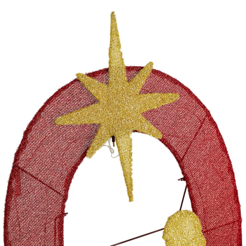 Glitzhome S/4 Christmas 2D Fabric Nativity HOPE Lighting Decor