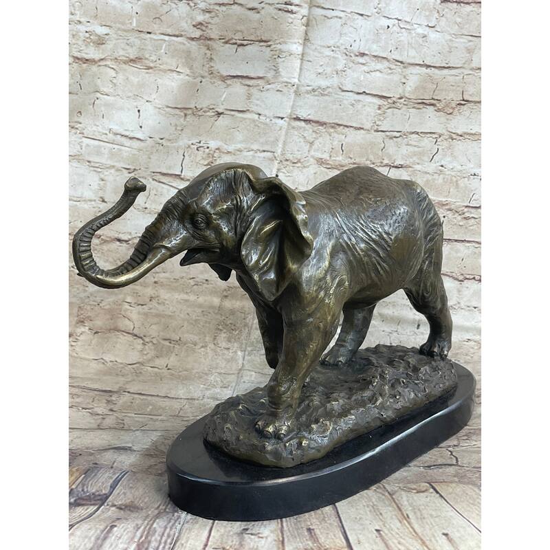 Cast Bronze Marble Sculpture Imitative Elephant Safari Statue Art Figure Figurine Animal