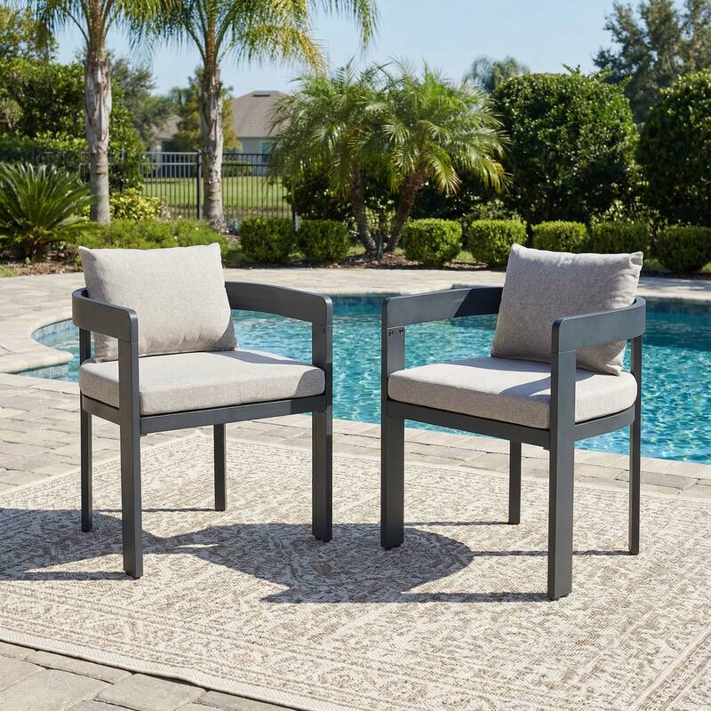 Christopher Knight Home - Emma Aluminum Dining Chair with Cushion Set of 2