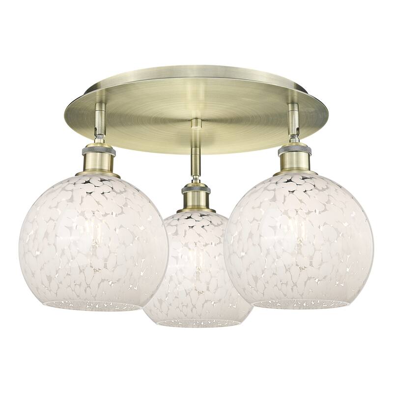 Innovations Lighting 516-3C-11-20-White Mouchette-Ceiling Fixture - Antique Brass / White Mouchette