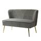 HULALA HOME Monica Modern Velvet Tufted Loveseat with Metal Legs - GREY