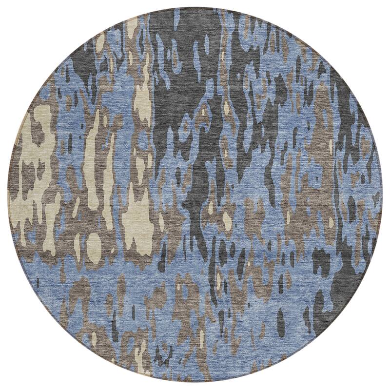Machine Washable Indoor/ Outdoor Abstract Contemporary Chantille Rug