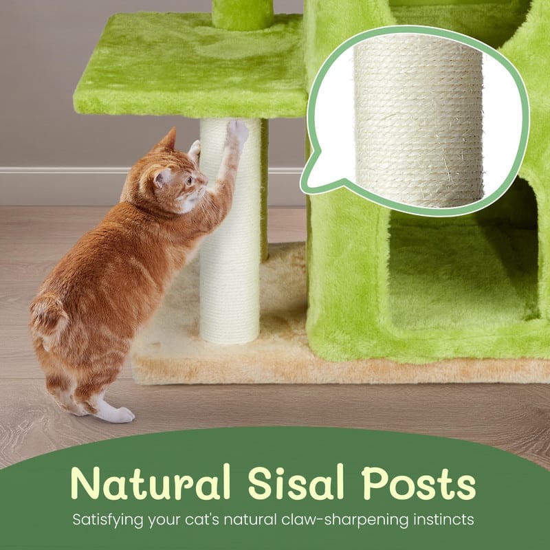 Yellow & Green Cat Tree with Large Padded Perch