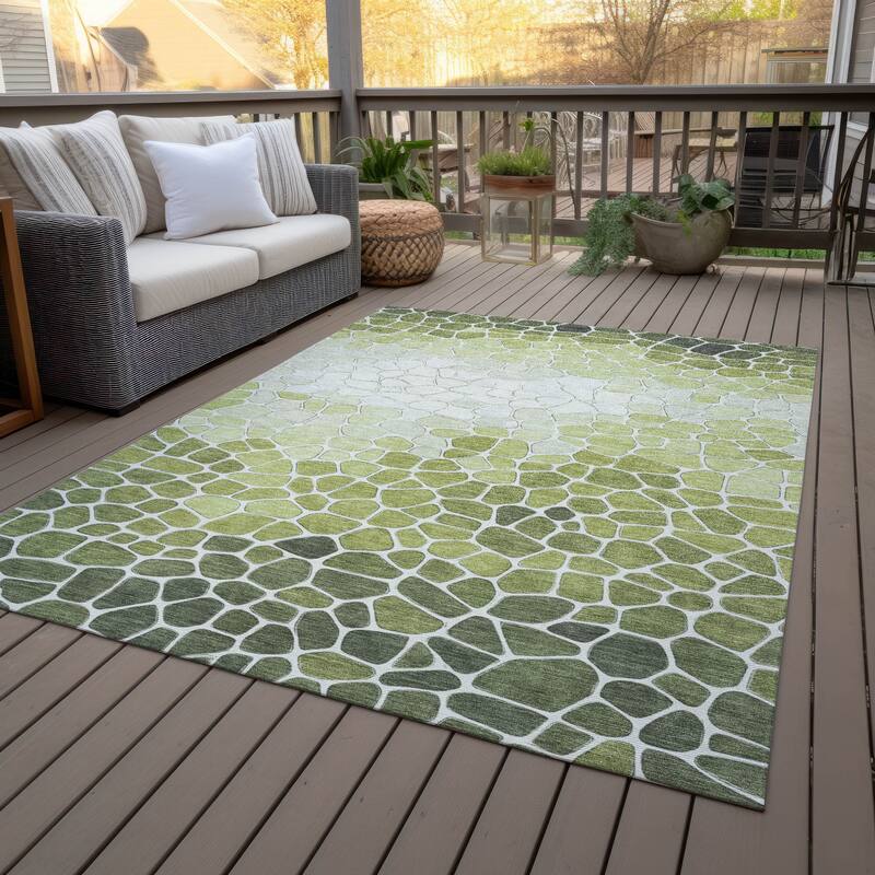 Machine Washable Indoor/Outdoor Contemporary Ombre Chantille Rug