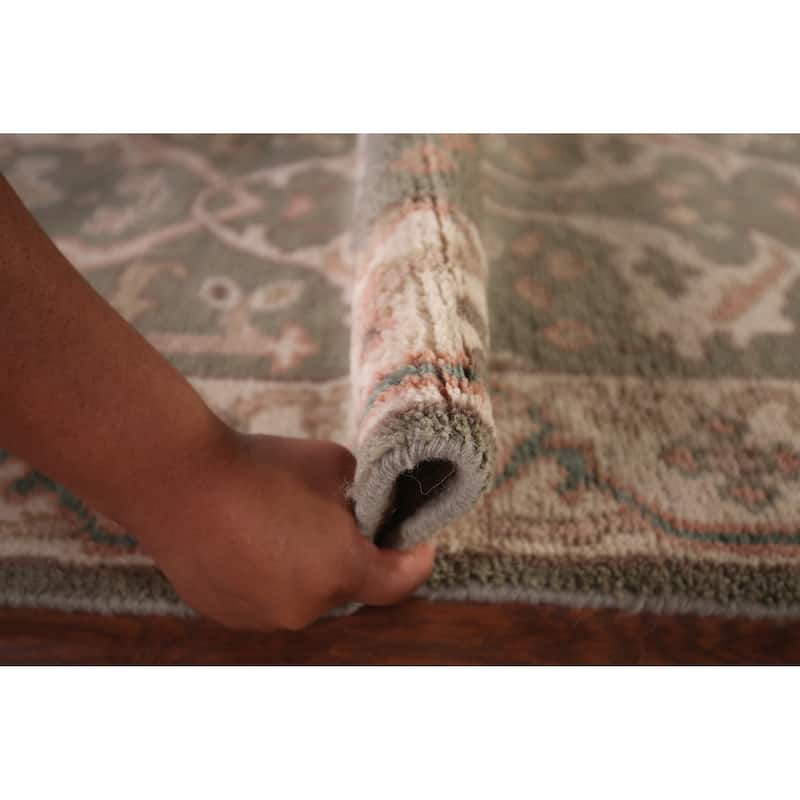 Green Oushak Oriental Runner Rug Handmade Wool Carpet - 2'7"x 9'11"