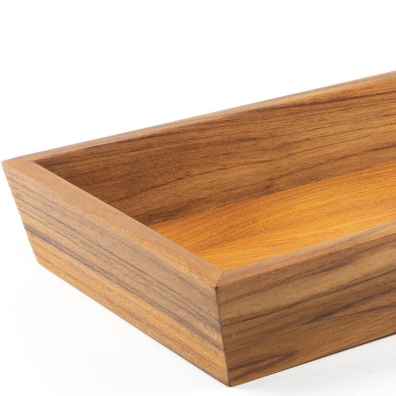 Traditional Solid Teak Vanity Tray - 15.26" X 6.89" X 1.75"